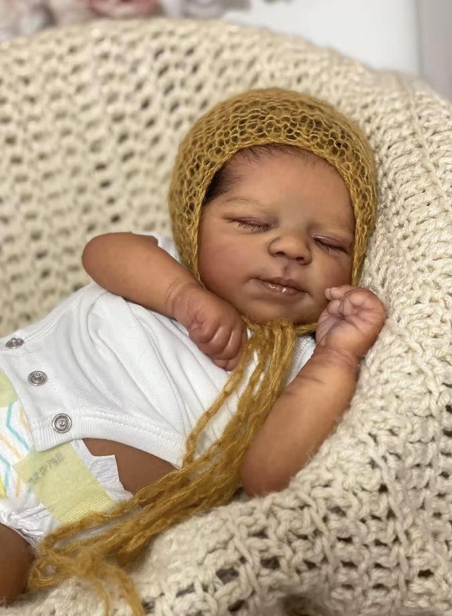 Anano Realistic Reborn Baby Dolls Silicone Full Body Black Girl 18 Inch Reborn Toddler Dolls Silicone Baby African American Black Newborn Baby Dolls with Hand Implanted Soft Hair - Image 2